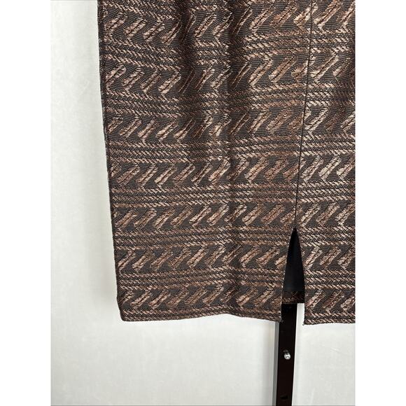 Peruvian Connection Pencil Skirt Women's 10 Brown Black Woven Timeless Textured - Picture 9 of 13